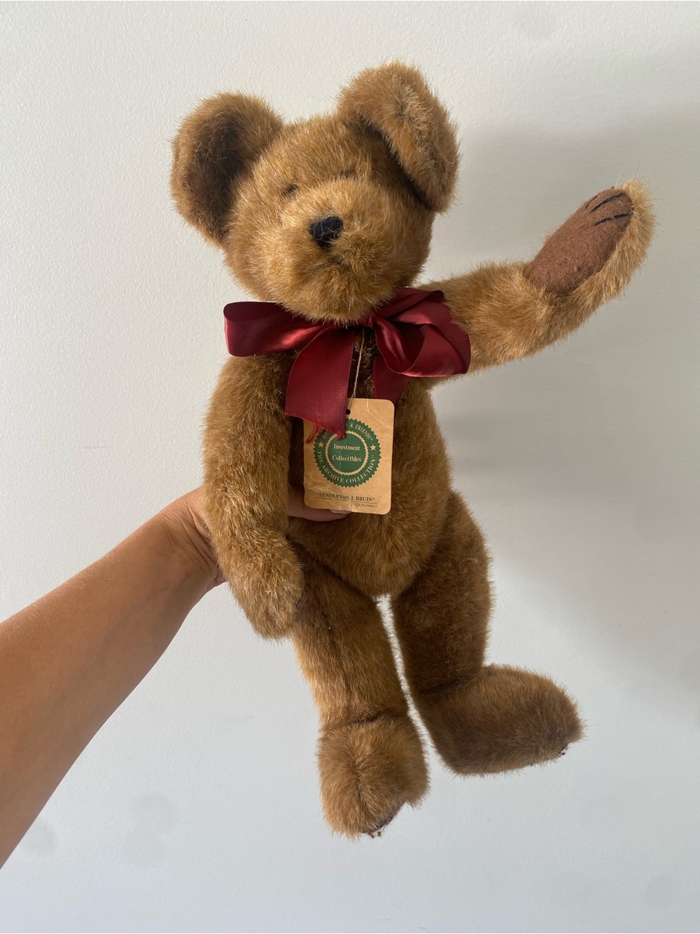 Boyds Bears PENDLETON J.BRUIN #510400-11 1998 16” Plush Bear/Burgundy Bow NWT
